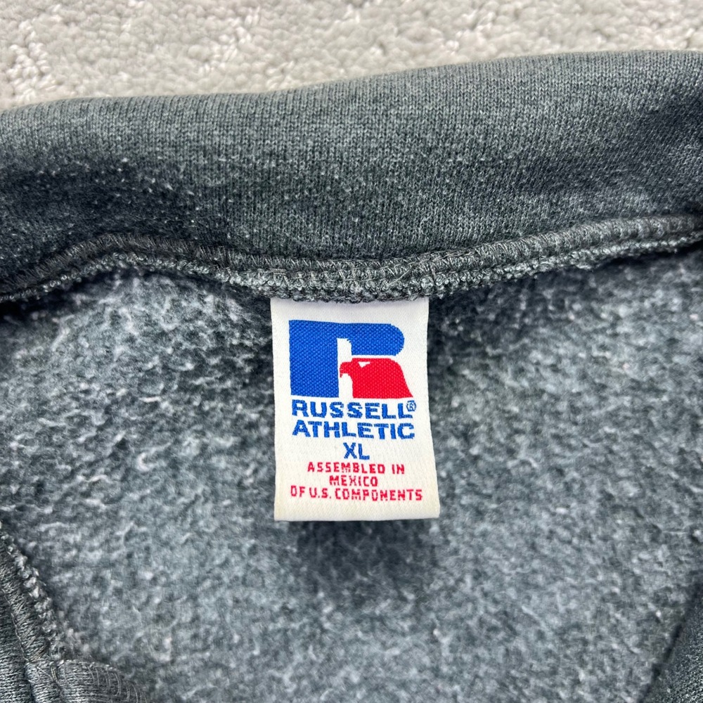 VINTAGE 90s Russell Athletic‎ Sweatshirt XL Grey Faded Blank 1/4 Zip Pullover - Picture 5 of 14
